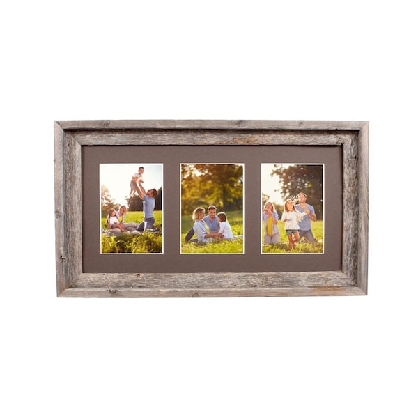 Barnwoodusa Rustic Farmhouse Reclaimed Frame, Fits 3, 5x7 Photos (Weathered Wood) 672713215325 - main